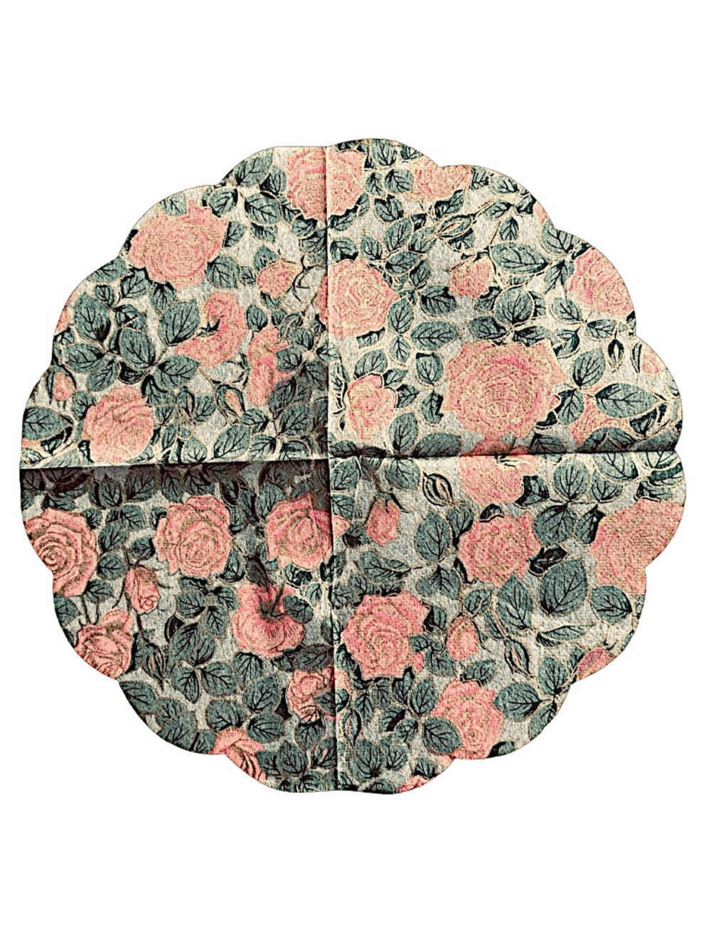 FREUND-MAYER Vintage Rice Paper Napkins (lot of 18) Rose Pattern Scalloped Fan